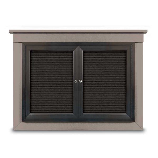 60"x36" 2-Door Enclosed Letterboard, Green Felt/Cherry